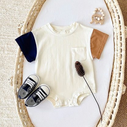 Sommer Baby kleidung Stram pler kurz ärmel ige Dreieck Bodysuit Baumwolle Kinder kleidung Neugeborene Jungen Mädchen Tasche Overall 0-18m.