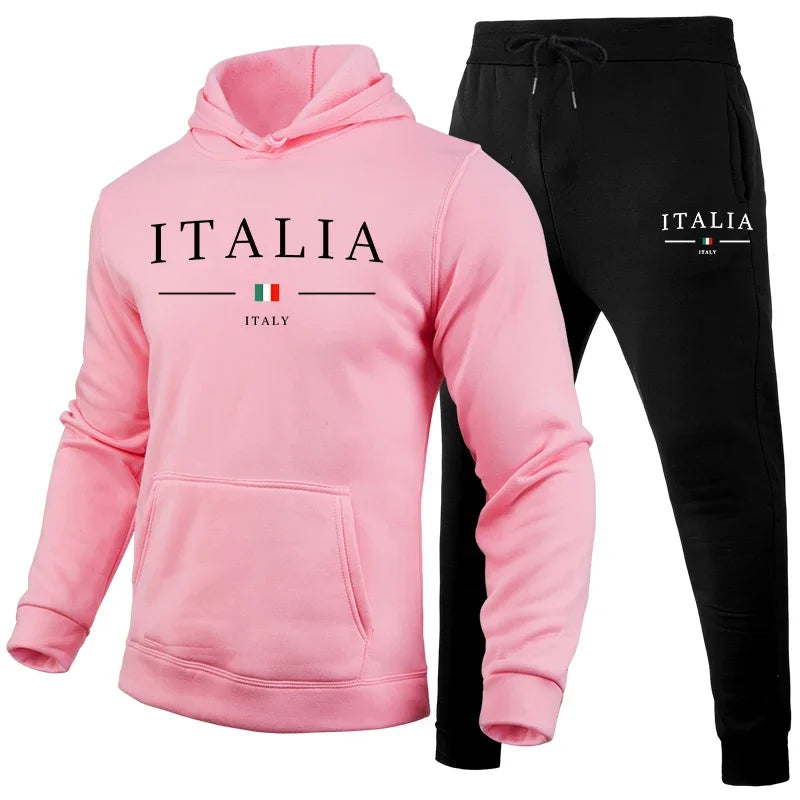 Italy Fashion Men's Sportswear 2pcs Set Hoodies&Sweatpants High Quality Male Daily Casual Sports Jogging Suit Winter Gym Outfits.