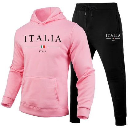 Italy Fashion Men's Sportswear 2pcs Set Hoodies&Sweatpants High Quality Male Daily Casual Sports Jogging Suit Winter Gym Outfits.