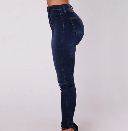 Denim Pencil Pants Women Vintage Jeans High Waist Washed Double Breasted Pockets Basics Ankle Length Trousers 2025 Streetwear.