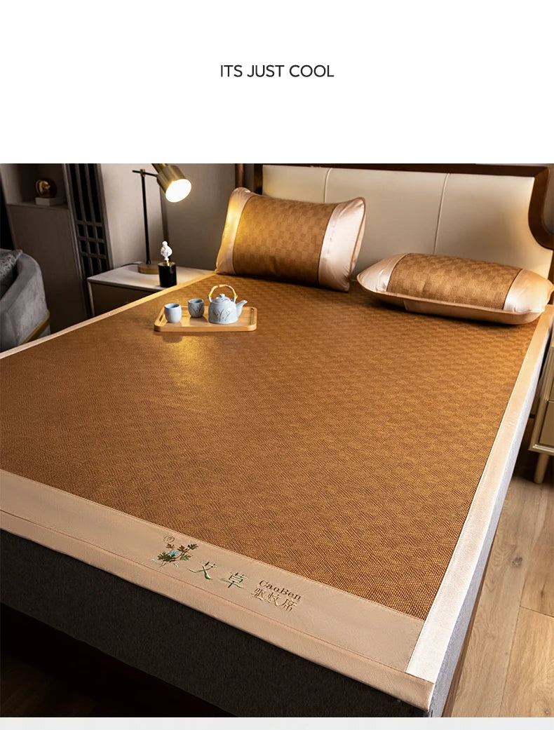 Natural Ice Rattan Mat 90/120/150/180/200cm Cool Summet Mat Mattress Plant Fiber Mat Househould Straw Mats Furniture Protector.