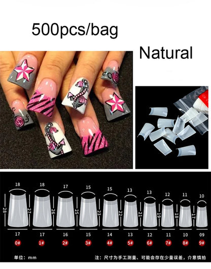 600Pcs Extra Long Hawk Curved Nail Tips Half Cover Eagle Claw Curve False Nails Extension 10 Sizes Bag Packaging for Art Salon *