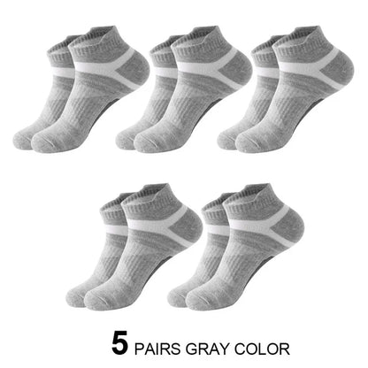5 Pairs High Quality Socks Men Summer Outdoor Casual Cotton Socks Short Breathable Black Ankle Socks Run Sports Socks Size 38-45