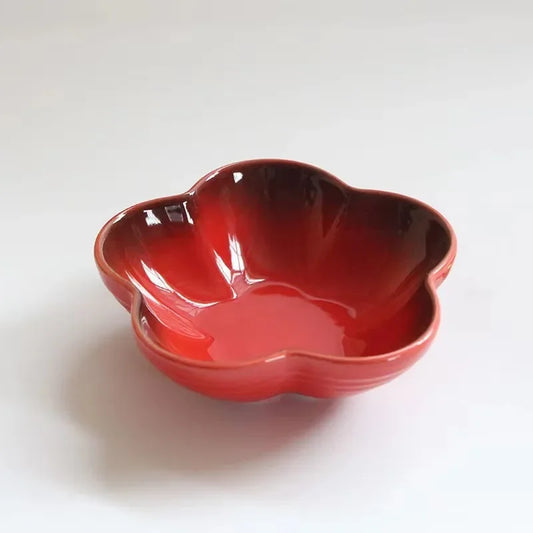 5 Inch Creative Flower Ceramic Bowl Small Deep Dish Solid Color Ceramic Bowl Small Dish Dip Dish Home Kitchen Supplies Gift.