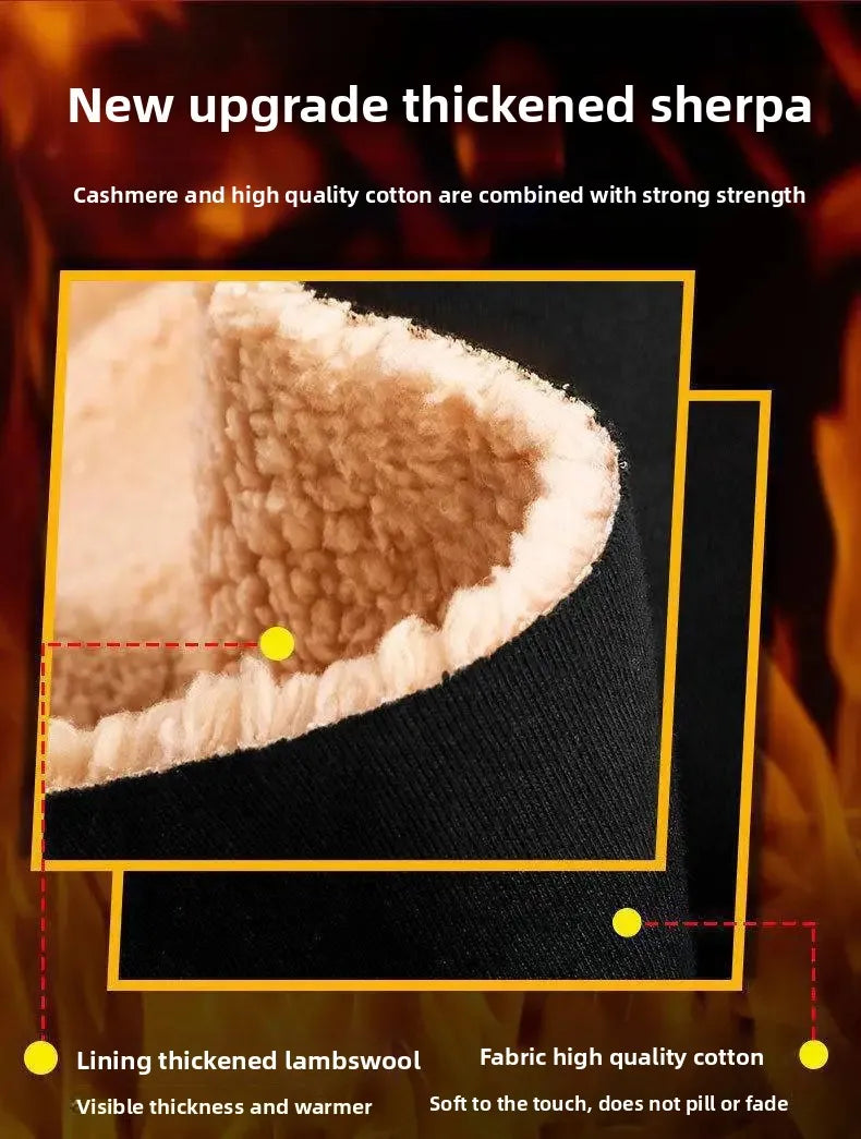 Men's Casual Thickened Fleece Lined Loose Fit Hoodie And Cardigan Set Warm Autumn Winter Clothing Sheepskin Velvet Outerwear.