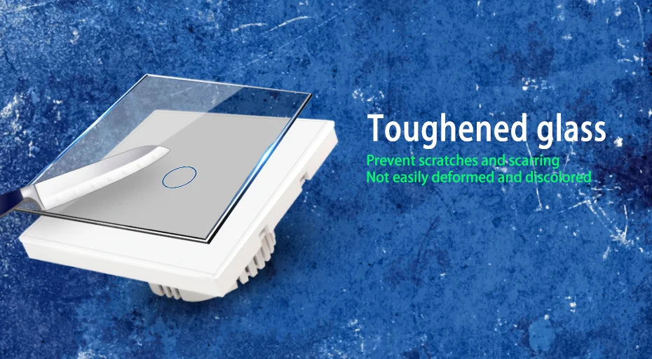 Ubaro eu/uk standard kristall gehärtetes glas wand paneel licht berührungs schalter led anzeige sensor elektrische taste 1/2/3gang 220v.