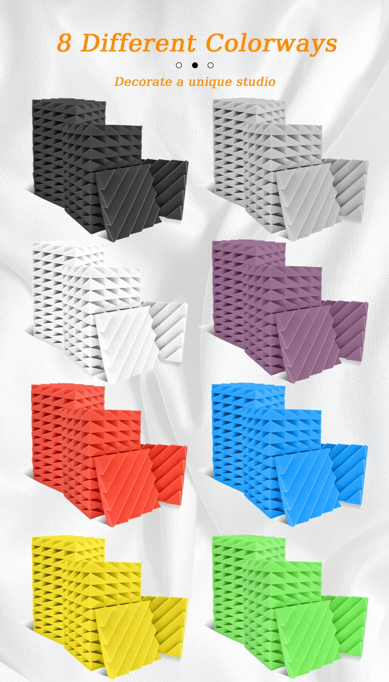 TOUO Acoustic Foam 6/12/12/48 Pcs Offices Acoustic Treatment Flame-Retardant High-Density Diamond Groove Soundproof Foam Panels