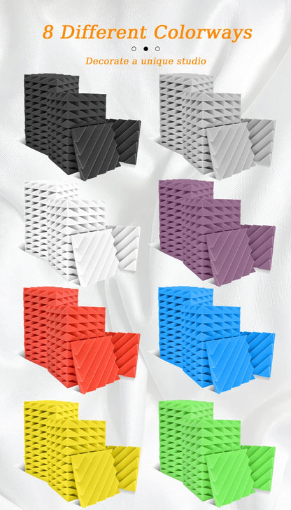 TOUO Acoustic Foam 6/12/12/48 Pcs Offices Acoustic Treatment Flame-Retardant High-Density Diamond Groove Soundproof Foam Panels