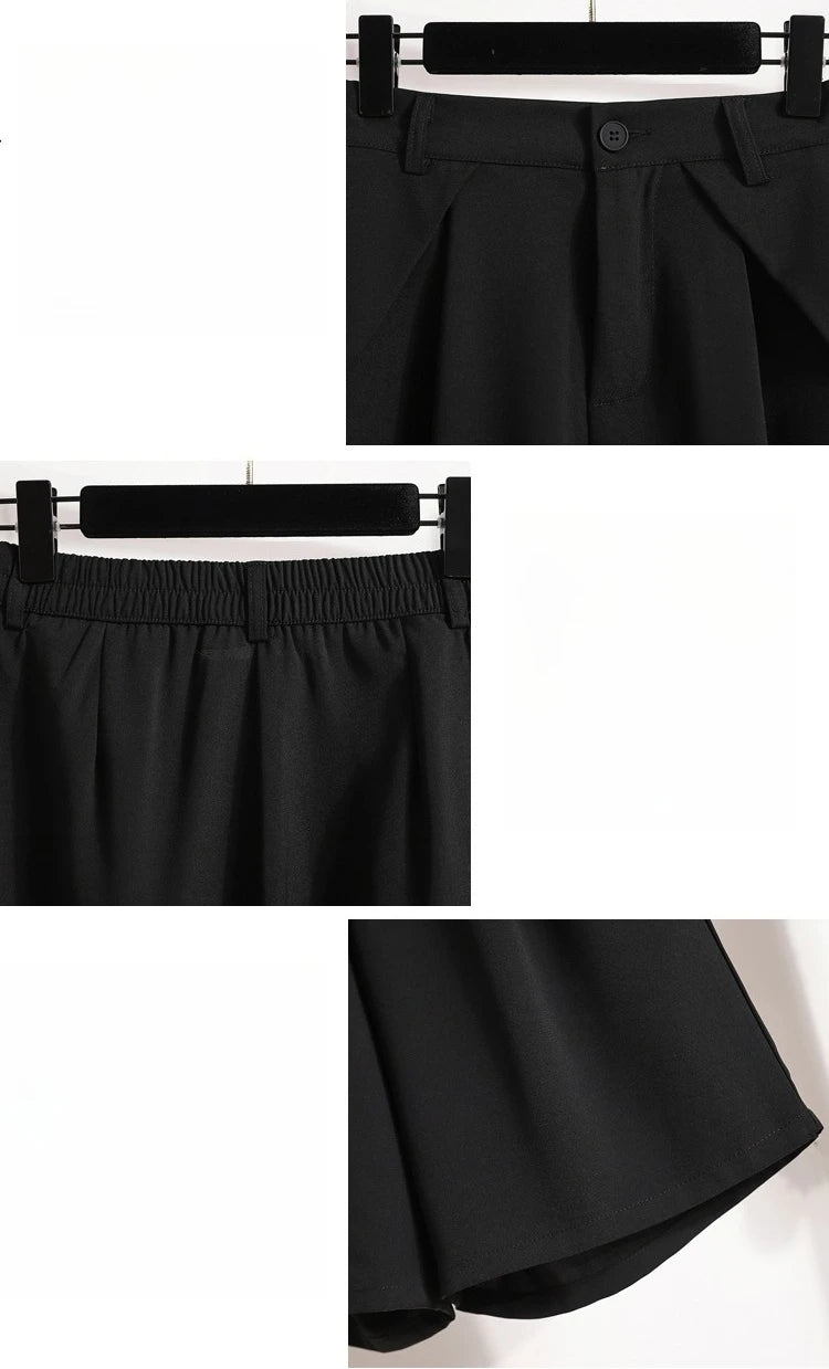 Women's A-Line High Waisted Wide Leg Short Pants Plus Size Casual Suit Shorts Summer 2025 Oversized Loose Five Quarter Pants.