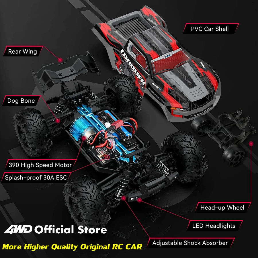 4WD 1:16 80KM/H Super Brushless 50KM/H Brushed RC Car 4x4 Off Road Remote Control High Speed Drift Racing Truck Toy Kids Adults.
