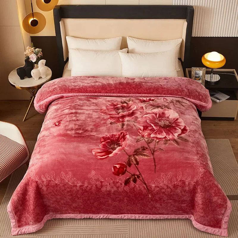 Double layer thickened to 6kg blanket quilt autumn and winter warm fleece wedding blanket cushion bedding