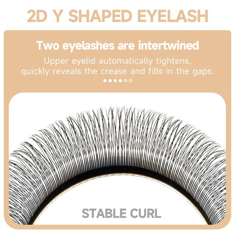 JASBLUE 2D Y Shape Eyelash Extensions Single Tip Y Premade Fans Y Lashes extensions Light Y Shape Eyelashes Lines.