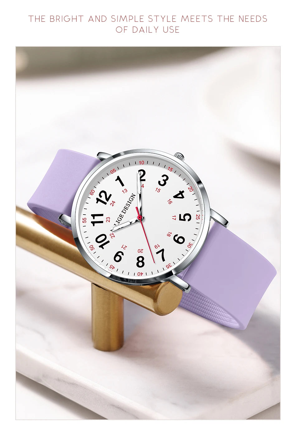 LIGE Fashion Elegant Watches for Woman Ladies Candy Color Silicone Casual Luminous Waterproof Dress Quartz Women's Wristwatches.
