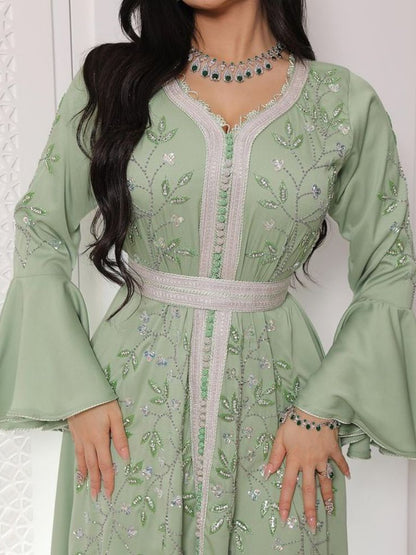 Indien Türkei Muslimischen Abaya Kleider Frauen Elegante Diamant Hochzeit Abend Party Kleid Spitze Gürtel Abaya Marokko Kaftan Robe