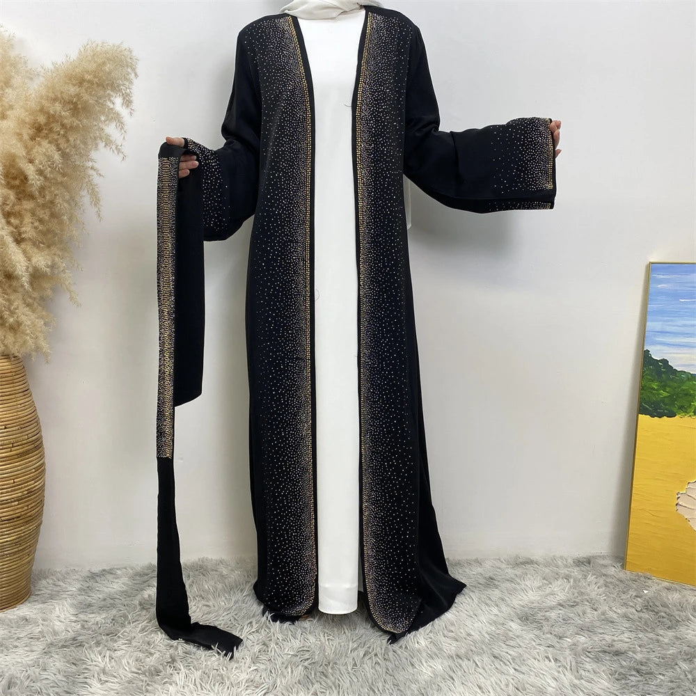 Ramadan Eid Dubai Open Black Muslim Kimono Abaya Damen Turkey Islam Abayas For Women Dress Kebaya Robe Femme Musulmane Kaftan.