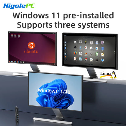 Higole PC Stick Fanless Mini PC Intel J4105 Windows 11 WiFi5 4/8GB 64/128/256GB Laptop Desktop PC 4K TV Stick PC Mini Computers.