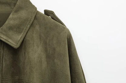 MUJER 2025, Wildleder-Bomberjacken für Damen, Oberbekleidung, übergroße Jacke, Damen-Streetwear, Reißverschluss, Damenmäntel, gepolsterte Varsity-Jacken