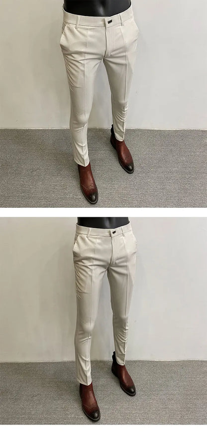 Men Suit Pants Formal Trousers Pantalone Hombre Stretch Slim Solid Color Casual Dress Full Length Pants Fashion New Men Clothing.