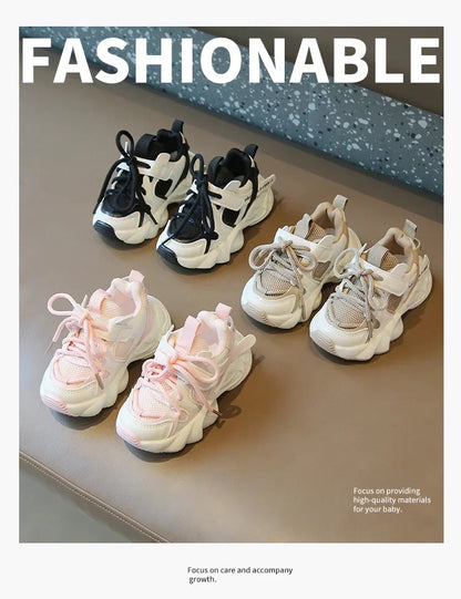 Girl Child Sport Shoe 2024 Spring Mesh Breathable Toddlers School Running Sneakers Fashion Non-slip Kids Boys Basketball Shoes.