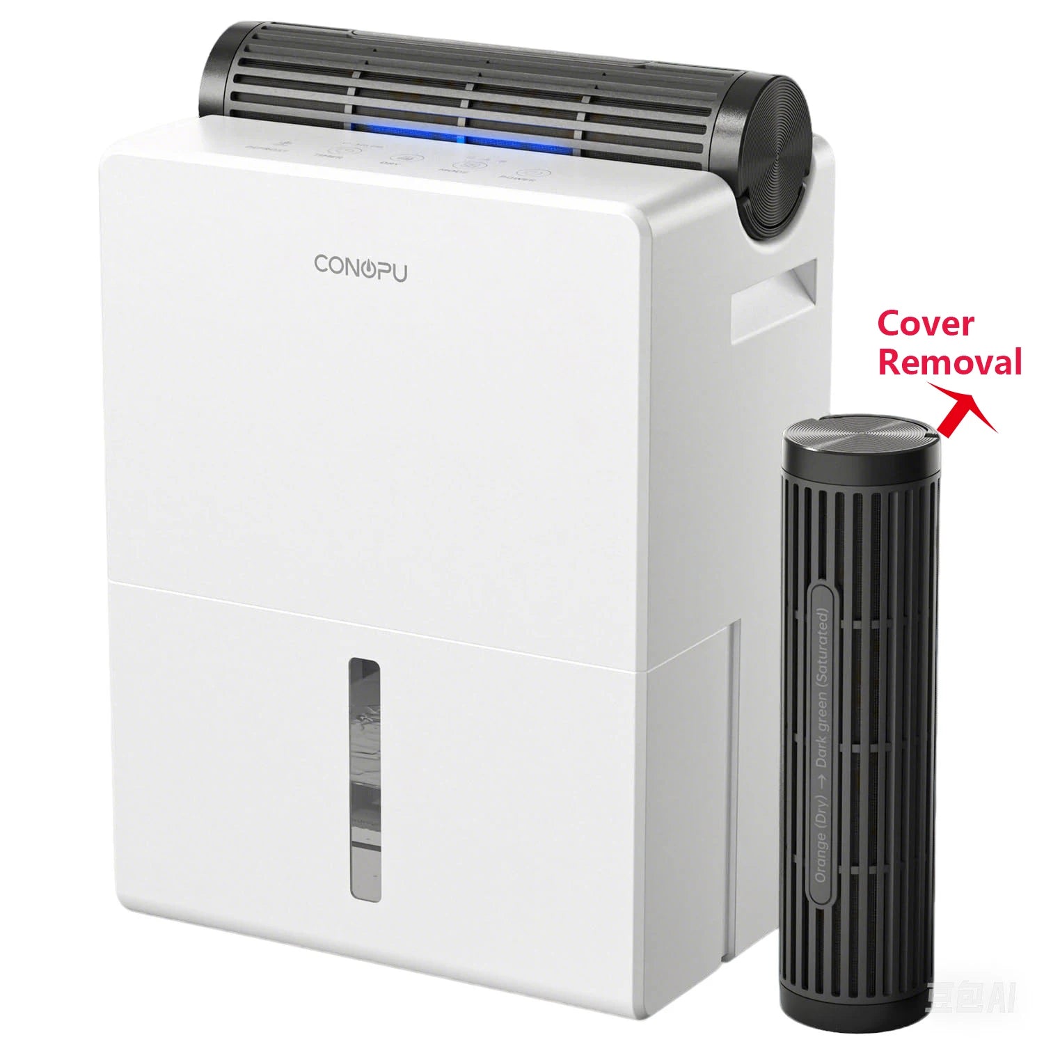 Dehumidifier 2000 ml for Bedroom, Double Hold Design, Drying Mode, Sleep Mode 30 dB, Intelligent Auto Defrost Function 24h Timer.