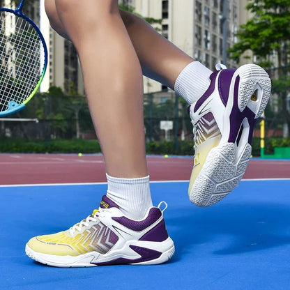 High-quality Badminton Trainers for Men and Women Blue Athletic Shoes with Anti-Slip Sole for Indoor and Outdoor Sports.