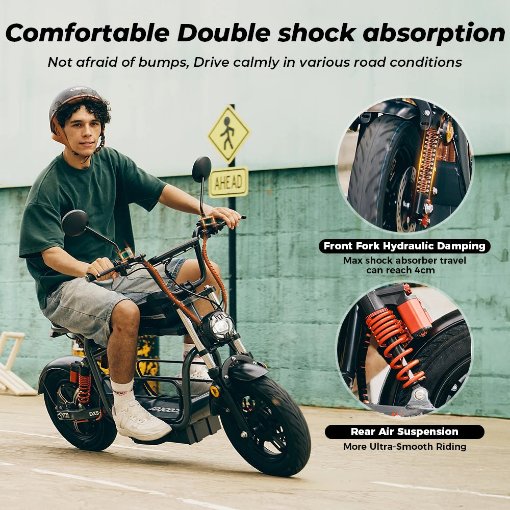 iScooter DX5 Electric Motorcycle 1500W Motor 48V15.6AH With Basket Cargo Ebike 15 inch Fat Tire with NFC Adult Electric Scooter.