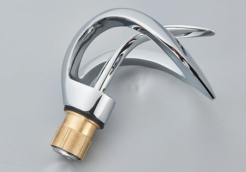 Rozin Luxury Black Basin Faucet Grey Bathroom Waterfall Mixer Tap Brass Deck Mount Modern Style Hot Cold Water Sink Mixer Crane