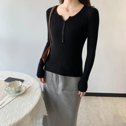 2026 frühling Herbst Grundlegende Pullover Gestrickte Frauen Pullover Taste Oansatz Pullover Weibliche Pullover Schlank Solide Bold Streifen Tops