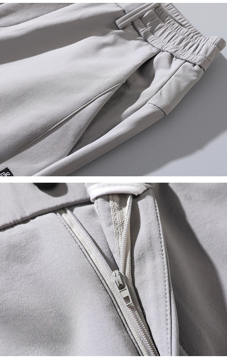 Korean Men's Warm Golf Pants Slim Straight Winter Thick Fleece Casual Pants Business Fashion Stretch Thermal Trousers Male.