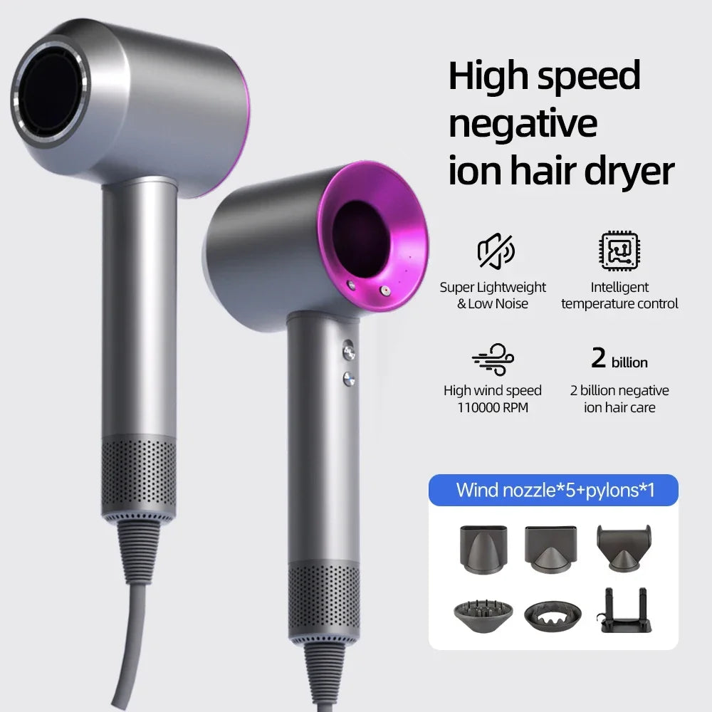 High-speed bladeless hair dryer Negative ion hair care High power, silent and quick drying, portable, suitable for home travel.