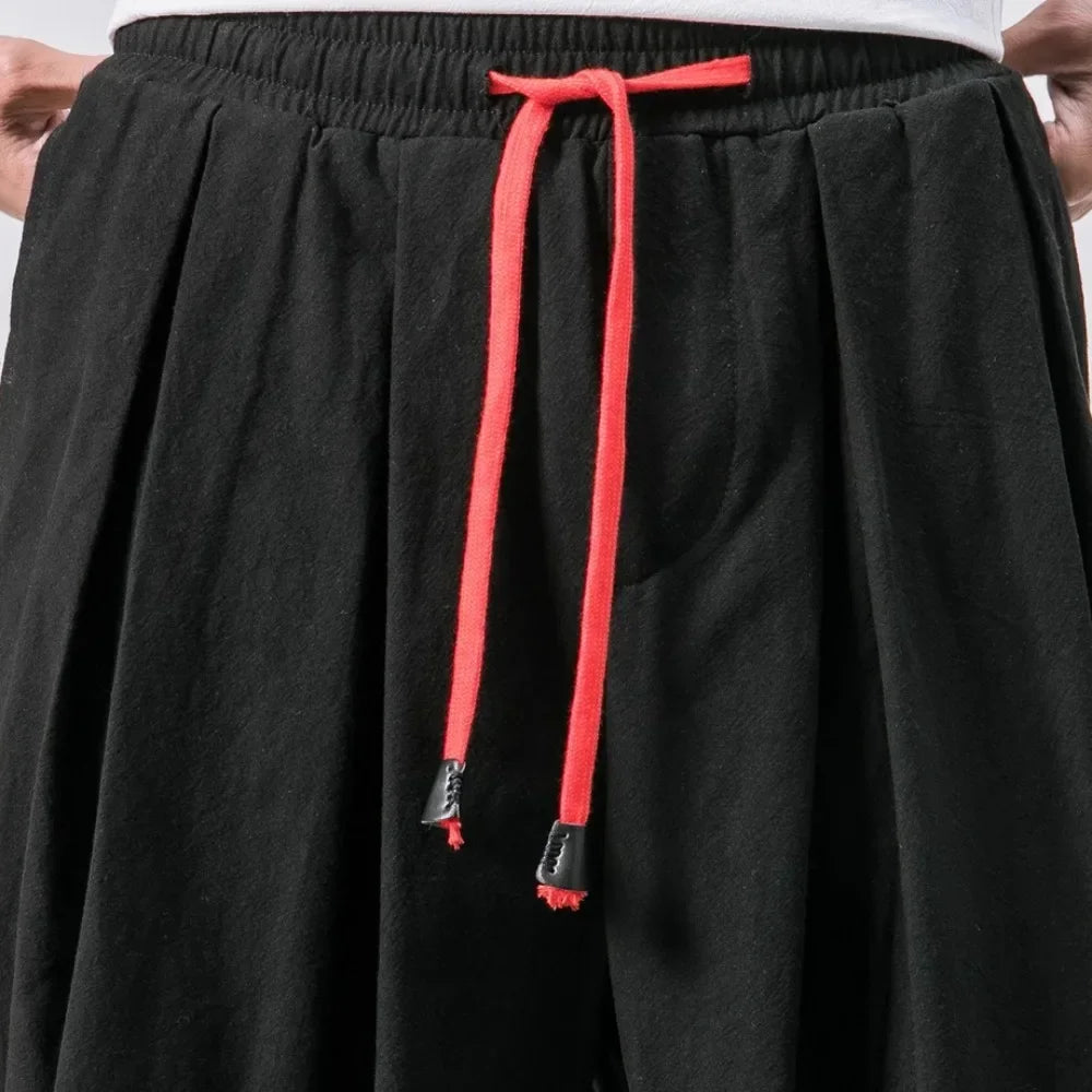 New Trendy Men Harem Pants Loose Oversized Style Cotton and Linen High Quality Jogger Sweatpants Casual Male Trousers.