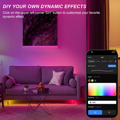 1-25M RGB Addressable COB LED Strip Light 24V WS2811 Pixel LED Strip Tuya WiFi RGBIC LED Ribbon Light Kit For TV Room decoration.