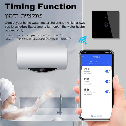 Tuya Smart 40A Wifi + Bluetooth Wasser Heizung Kessel Touch Schalter 8800W Timer Zeitplan Sprachsteuerung Alexa Google hause Yandex Alice.