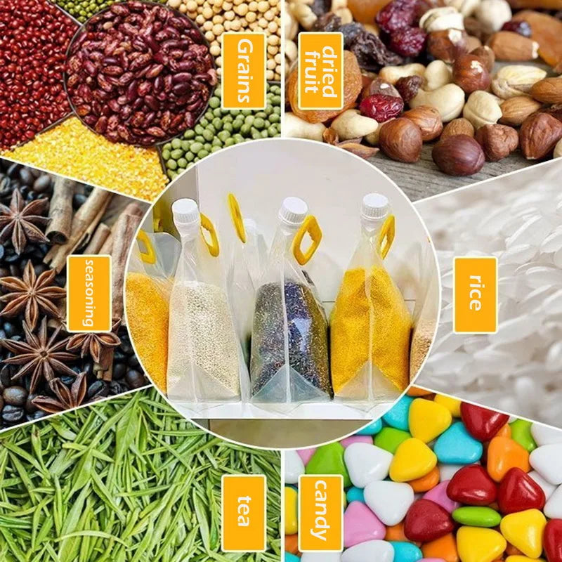 5Pcs Grains Sealed Bag Cereal Containers Moisture-Proof And Insect-Proof Transparent Food Grade Storage Bag Kitchen Organizer.