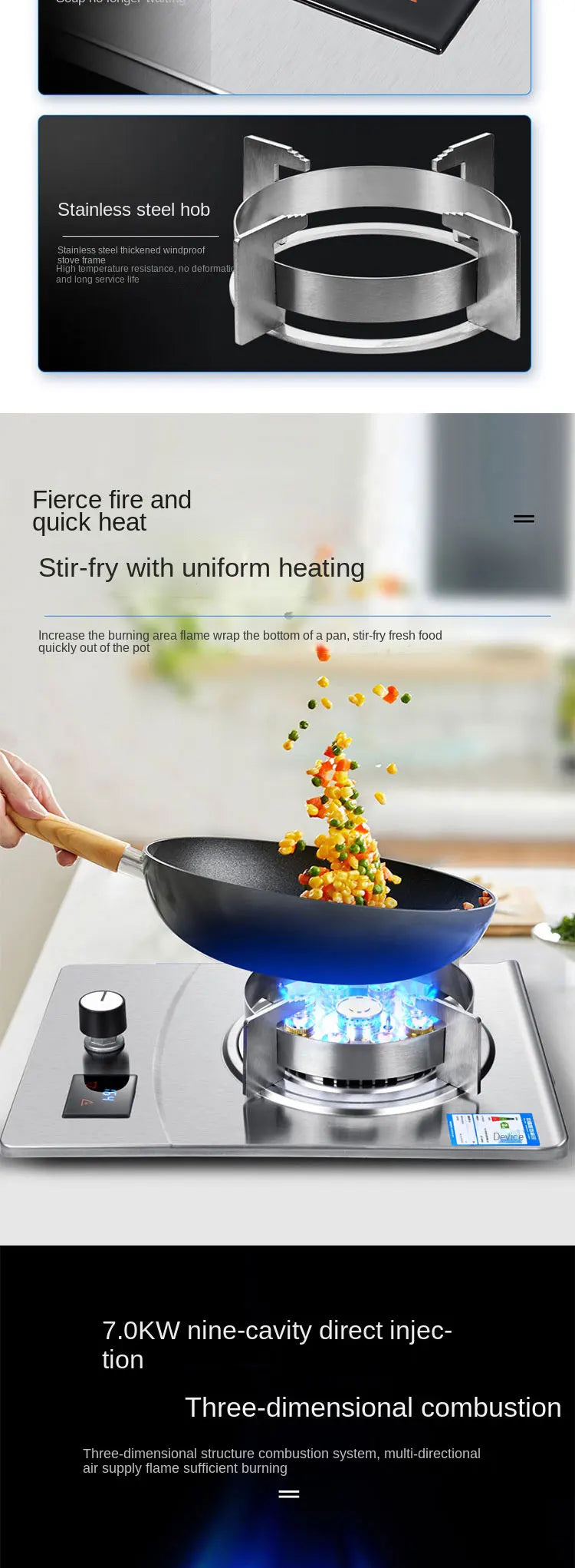 Gas Stove Single Stove Household Desktop Liquefied Gas Natural Gas Stove Embedded Stainless Steel Fierce Fire Stove Gas Cooker.