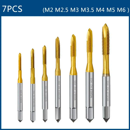HSS Titanbeschichtung Gewindebohrer Bohrer M2 M2,5 M3 M3,5 M4 M5 M6 M8 M10 M12 Metrische gerade Nut Gewindebohrer Handwerkzeuge