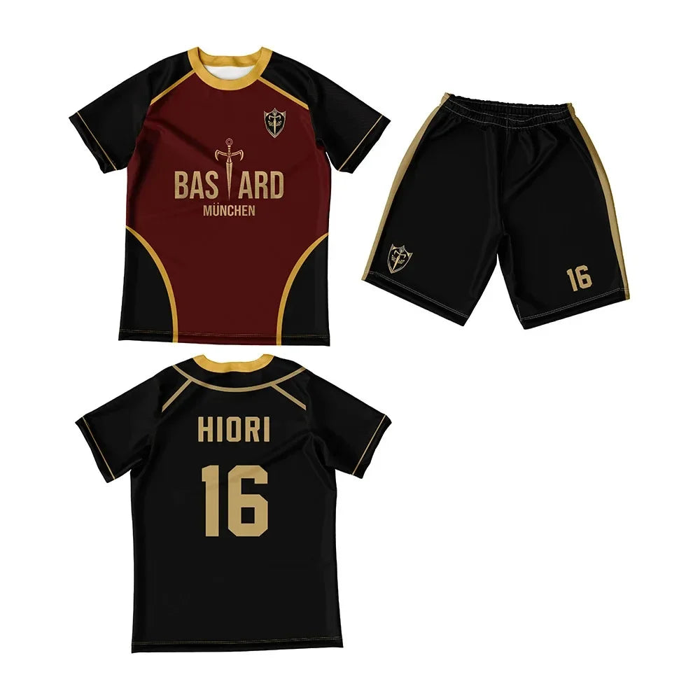 Men Jersey Set Futsal Football Pattern Blue Lock Anime Bastard Munchen 3d Print T-shirt Short 2pcs Sets Suit Sports Tops Tee Boy