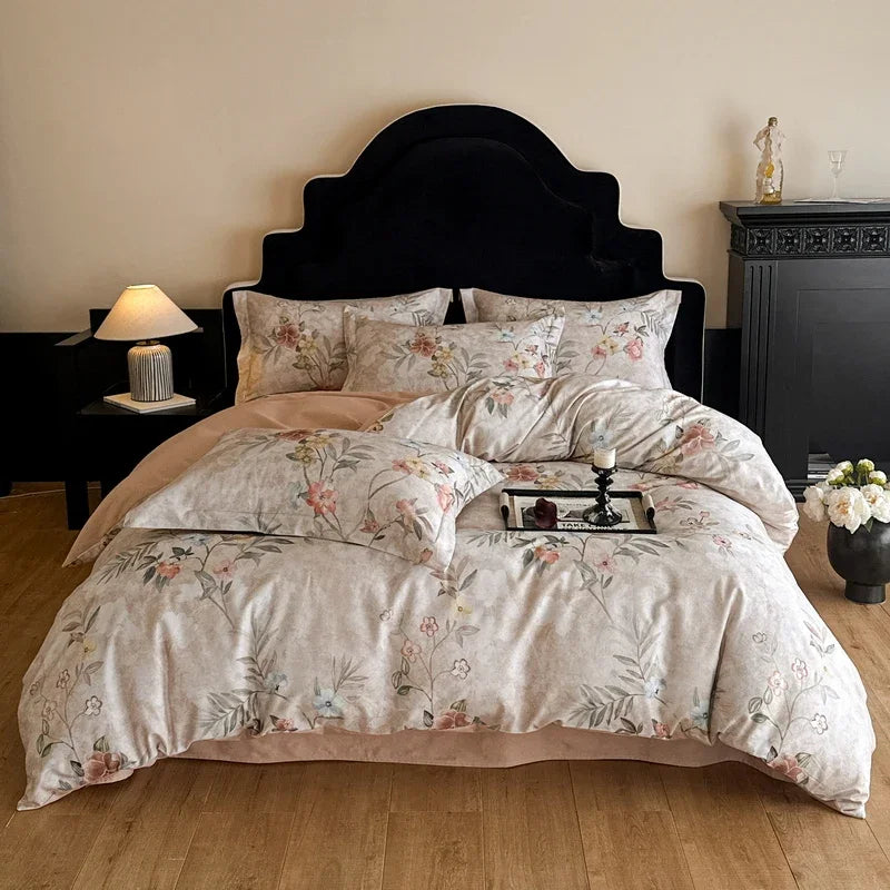 Cotton Bedding Set Luxury Soft Duvet Cover Flat Sheet Pillowcases Single Double Queen King Size Quilt Cover Set