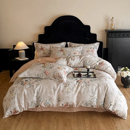 Cotton Bedding Set Luxury Soft Duvet Cover Flat Sheet Pillowcases Single Double Queen King Size Quilt Cover Set