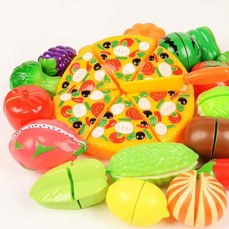 6/10/13/24Pcs Kitchen Fun Cutting Fruits and Vegetables Food Play House Set Puzzle Education Toys For Kids Boys Girls Xmas Gifts.