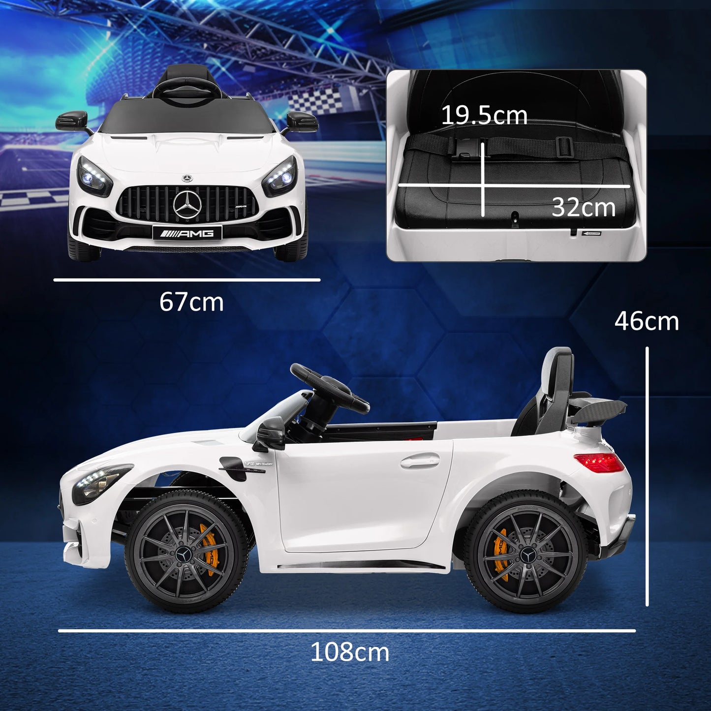 Aiyaplay Electric Car for Children +3 Years Mercedes-Benz Amg Gtr White.