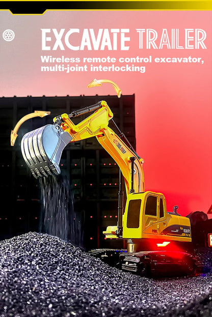 2 In 1 Rc Truck Combination Set Trailer Flat Trucks with 11Ch Excavator Engineer Vehicle 2.4G Remote Control Car Christmas Gifts.