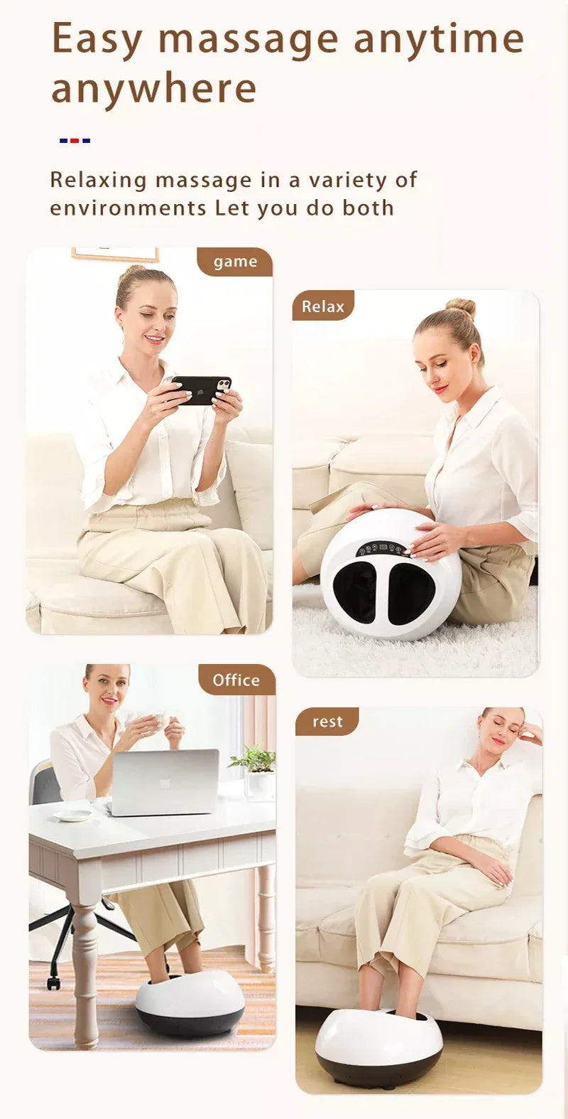 Electric Shiatsu Foot Massager Health Care Heating deep Kneading Scraping Vibration Air Compression Massage Therapy Anti-stress.