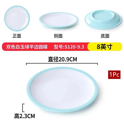 1Pc Commercial Melamine Tableware Household Plastic Dinner Plates Round Barbecue Salad Dishes Plate Kitchen Accessories