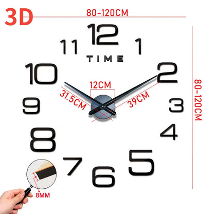 2022 moderne Design Große Wanduhr 3D DIY Quarz Uhren Mode Uhren Acryl Spiegel Aufkleber Wohnzimmer Wohnkultur Horloge