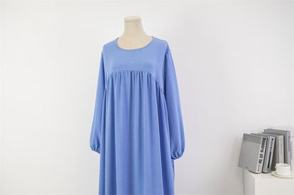 Women Loose Maxi Dresses Muslim Dress Spring Autumn Female Full Sleeve Casual Solid Pockets Robe Long Dresses Mujer Vestidoes.