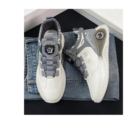 Mens Sneakers with Rotating Buckle Comfy Non Slip Lace up Durable Shoes for Mens Outdoor Activities.