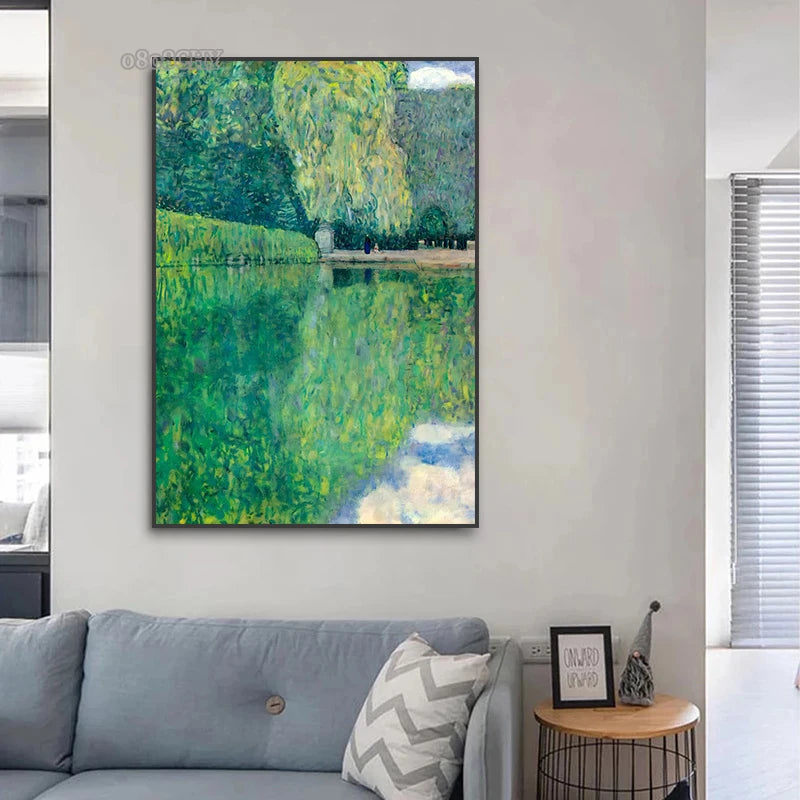 Gustav Klimt Flower Garden Sunflowers Church Canvas Oil Painting Abstract Plants Flowers Wall Art Poster Nordic Home Decor Mural.