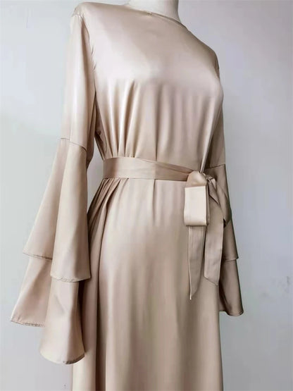 Eid Kebaya African Dresses For Women Muslim Kaftan Satin Shiny Batwing Abaya Dubai Luxury Caftan Marocain Robe Femme Musulmane.