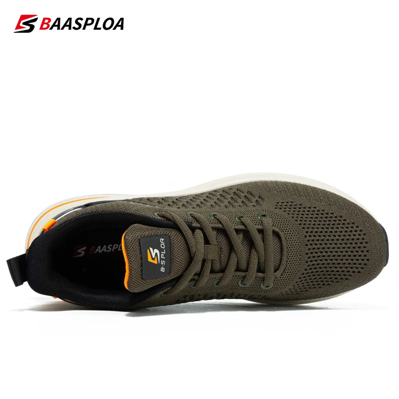 Baasploa New Running Shoes Men's Casual Lightweight Designer Mesh Sneakers Male Outdoor Breathable Lace-Up Sports Walking Shoes.